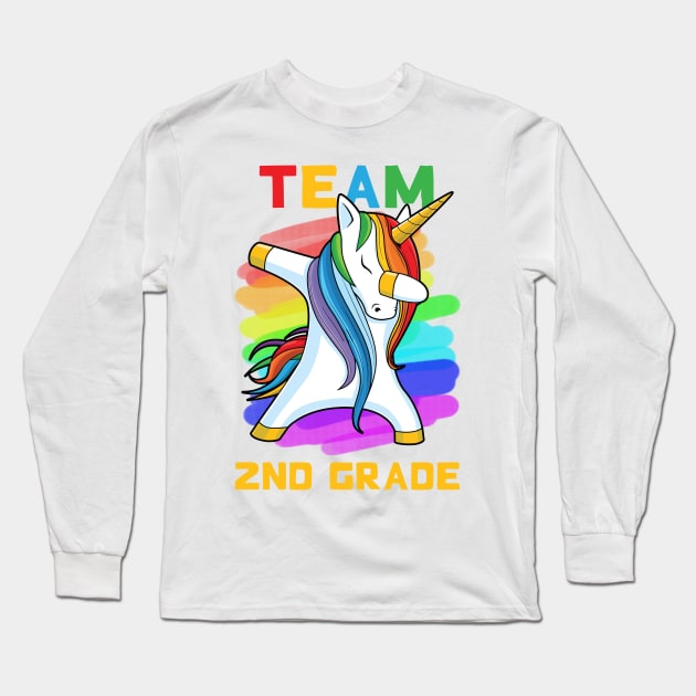 Team 2ND GRADE Unicorn Dabbing Gift Back To School Long Sleeve T-Shirt by johnbbmerch